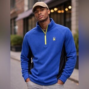 Spyder Blue Quarter Zip Fleece Pullover XXL Ski Athletic Jacket